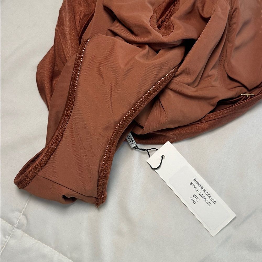 L'AGENCE Lilou One-Piece Swimsuit in bronze shimmer size small NWT - Picture 6 of 6